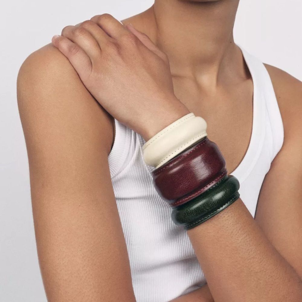 PACK OF 3 LEATHER BRACELETS 4736/031/606 Burgundy NWT